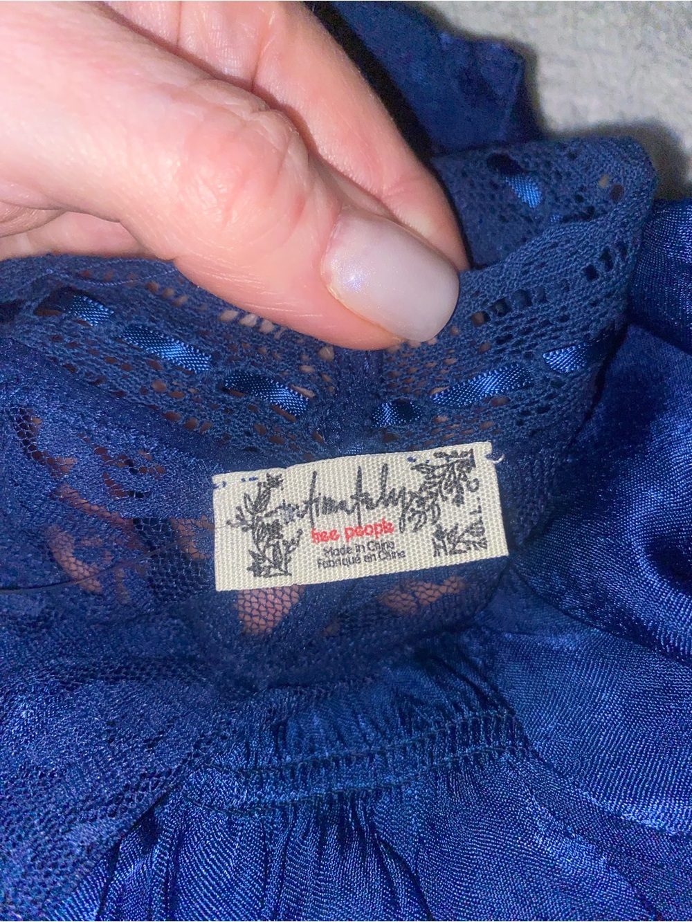 Free People Navy Lace-Trim Morning Breeze Jacket NEW! - Picture 3 of 4